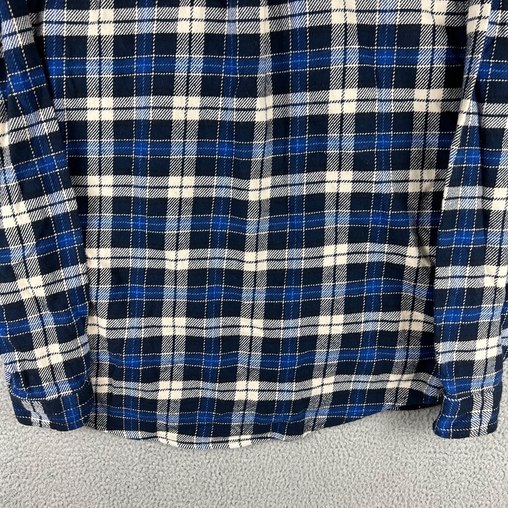 Orvis Shirt Mens Extra Large Heavyweight Flannel Blue Plaid Pockets Shacket - Picture 8 of 14
